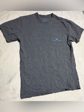 Southern Marsh Men's Short Sleeve Pocket Tee - Charcoal with Light Blue Logo